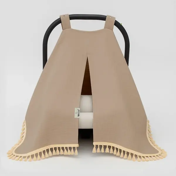 Bistyle Müslin Puset Yüz Örtüsü Püsküllü Bej