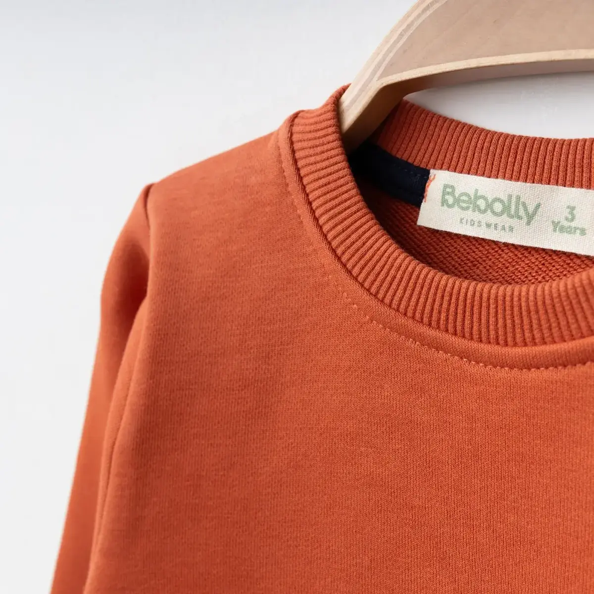 Bebolly Sweatshirt Basic Üç İplik Şardonsuz Kiremit