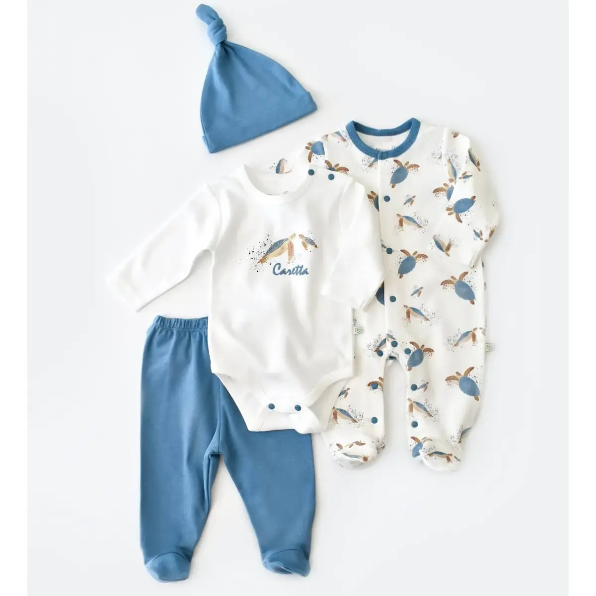 Bibaby Organik Tulum Takımı Tüllü Caretta In Live Ekru - İndigo