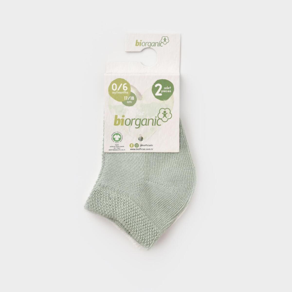 Bibaby Organik Çorap Soket 2li Summer Mint  - Ekru