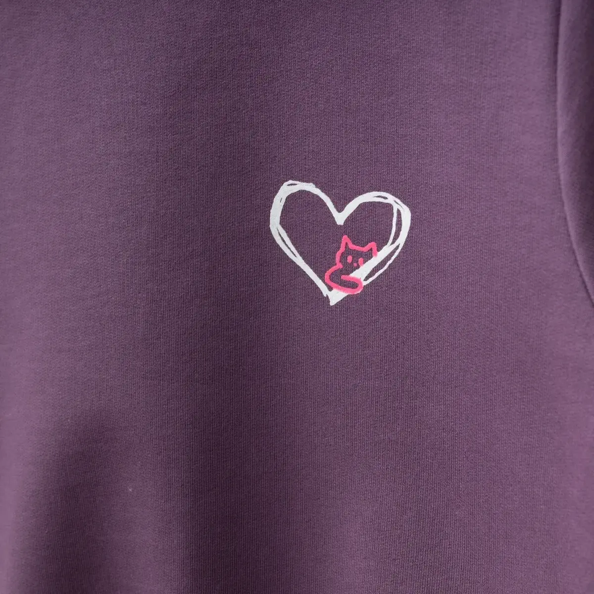 Winimo Sweatshirt Kalpli Kedi Baskılı Mor