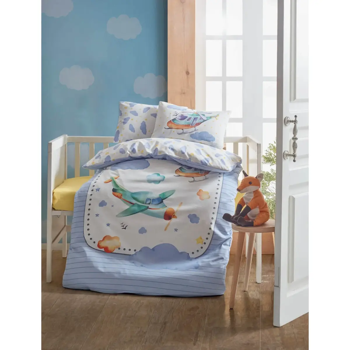 Cottonbox Bebek Nevresim Takımı Air Plane Mavi