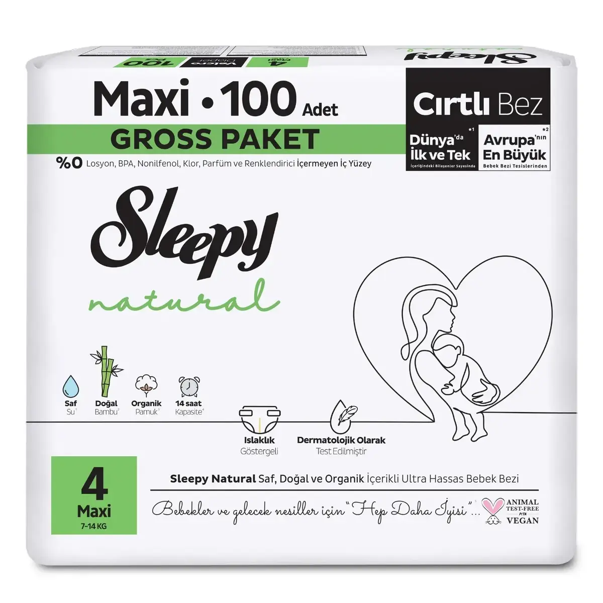 Sleepy Bebek Bezi Natural 4 Numara Maxi 100lü Gross Paket
