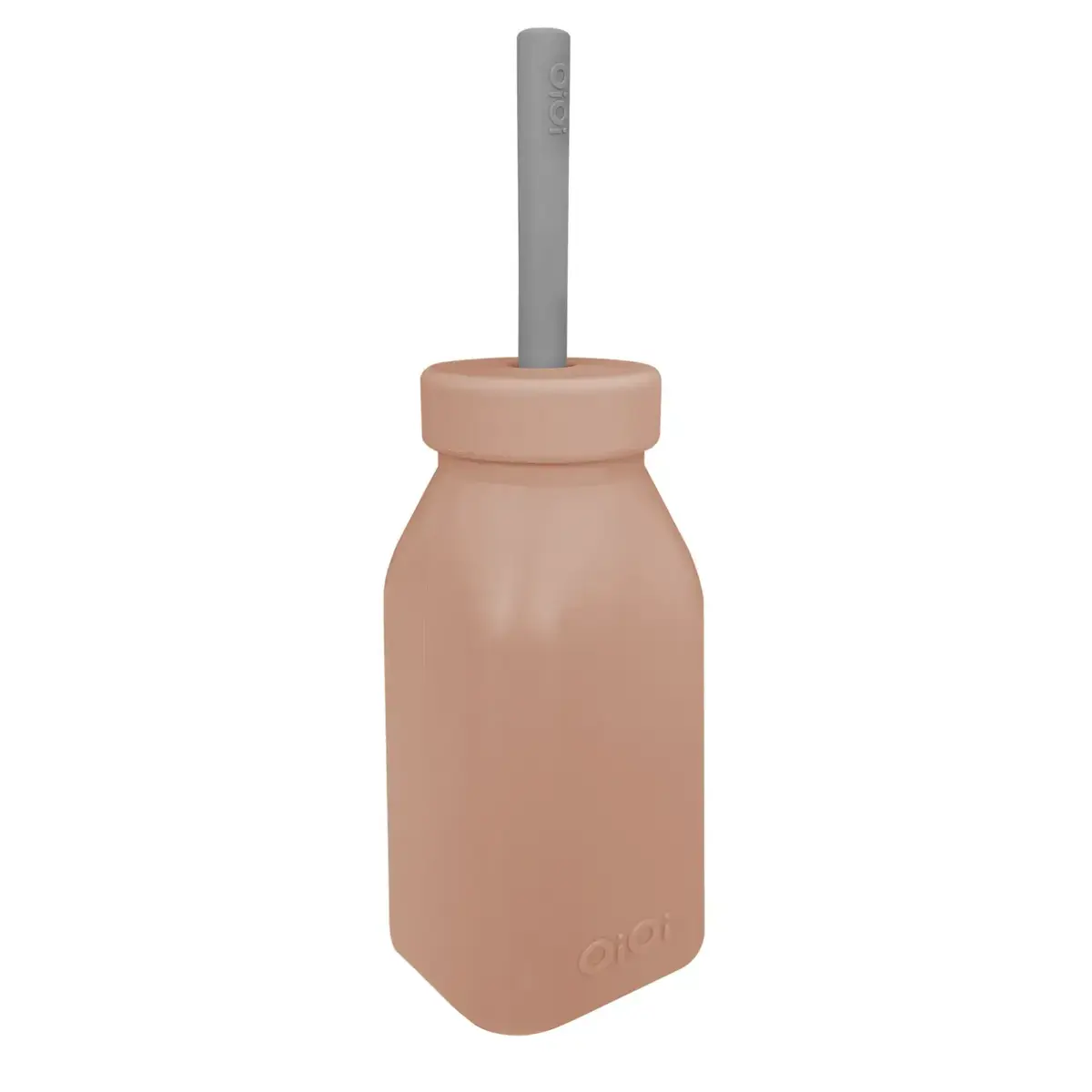 OiOi Şişe + Pipet Woody Brown - Powder Grey