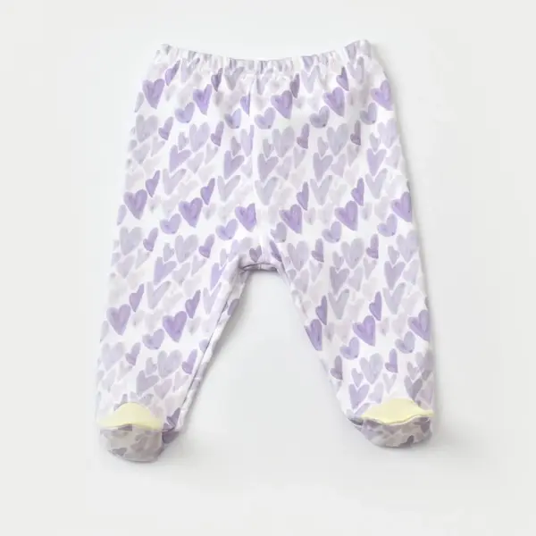 Bibaby Organik Pantolon Patikli Love You Baby Yellow - Lavander