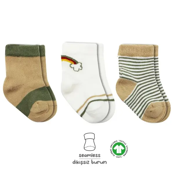 Bibaby Çorap Soket 3lü Penye Rainbow Bistyle Nil