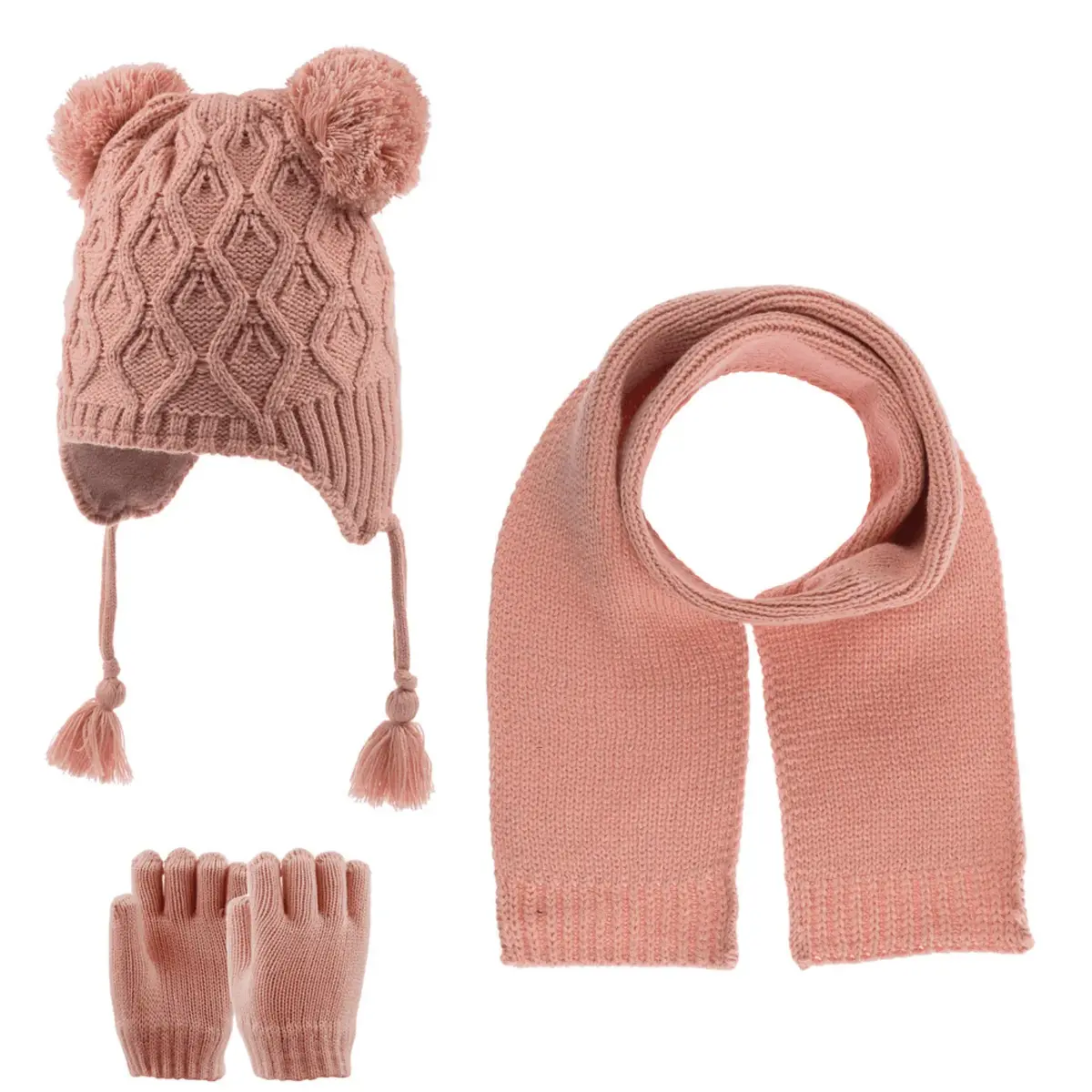 Kitti Atkı Bere Eldiven Takım Gül Pembe