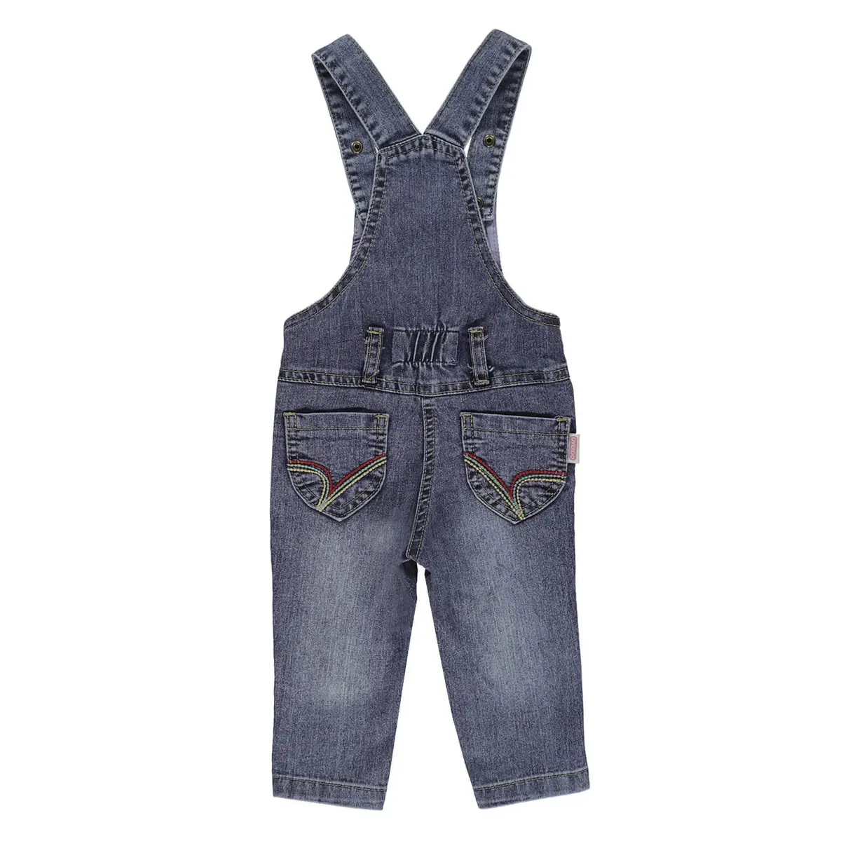 Overdo Salopet Kedi Nakışlı Mavi Denim