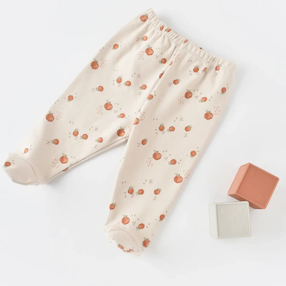 Bibaby Organik Pantolon Patikli Summer Fruit Light Cream