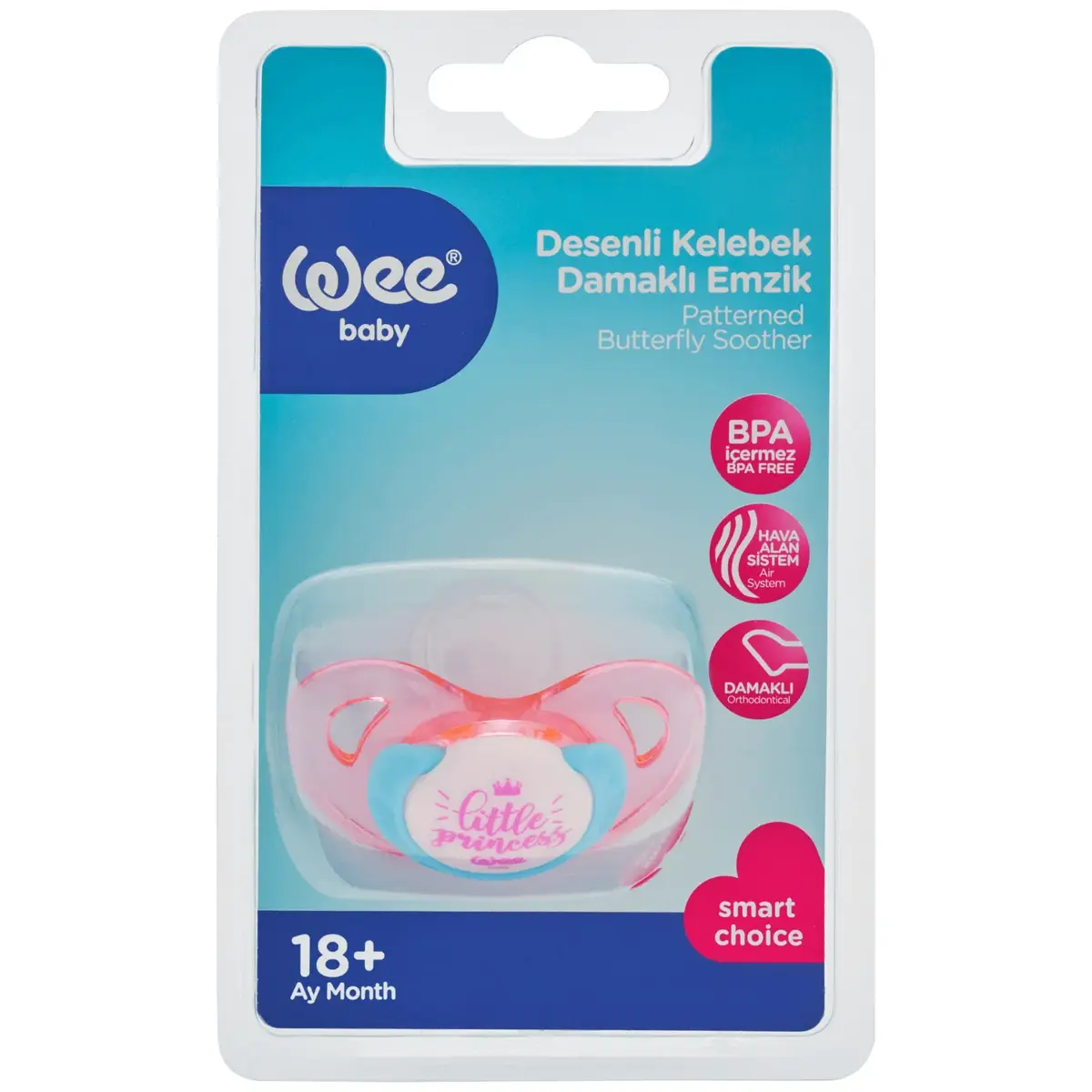 Wee Baby Desenli Kelebek Damaklı Silikon Emzik 0-6 Ay