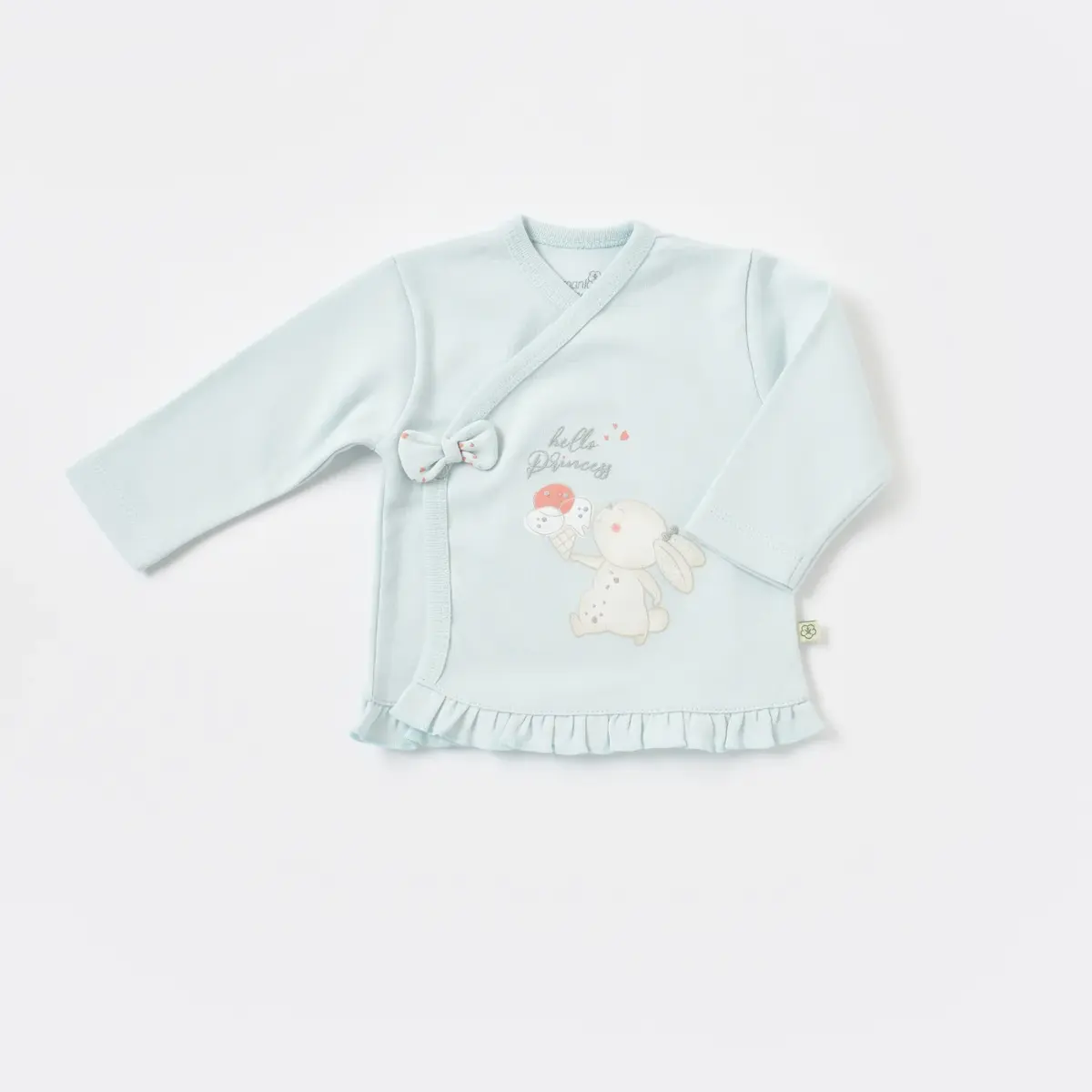 Bibaby Organik Zıbın Takımı 3lü Pretty Ears Bunny Mint - Ekru