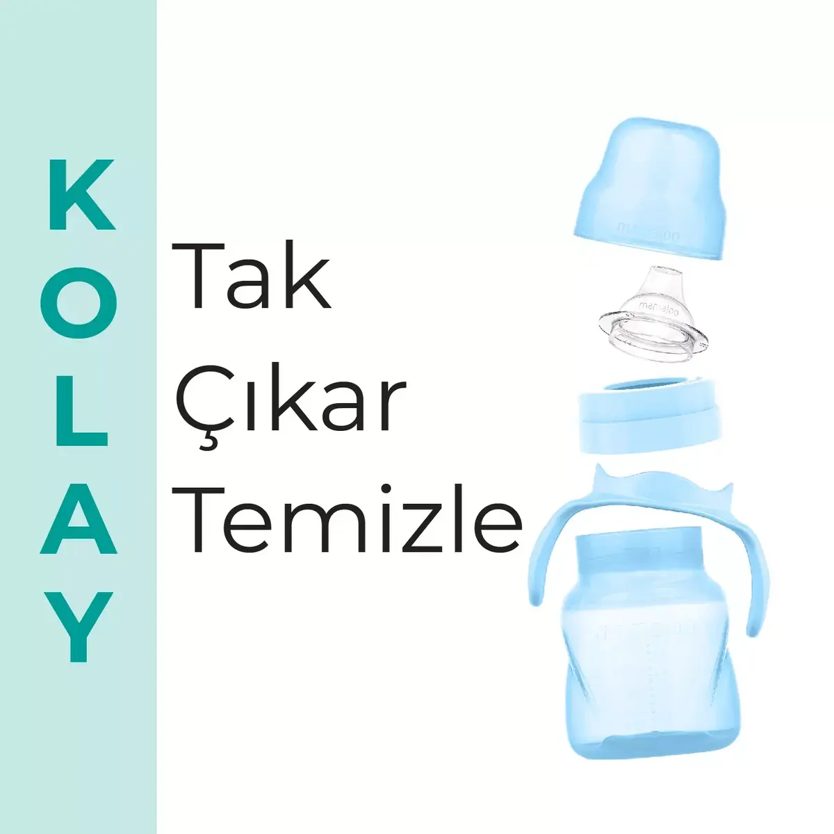 Mamajoo Kulplu Akıtmaz Eğitici Bardak 160 ml&Anti-Kolik Uç Powder Blue