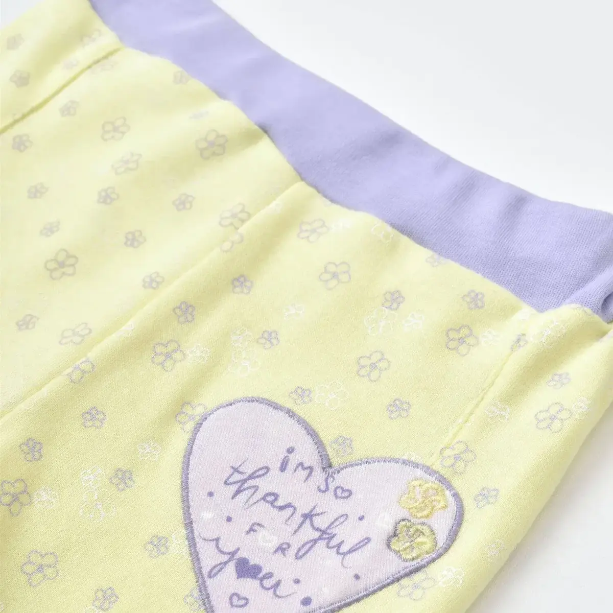 Bibaby Organik Pantolon Patiksiz Love You Baby Yellow Lavander