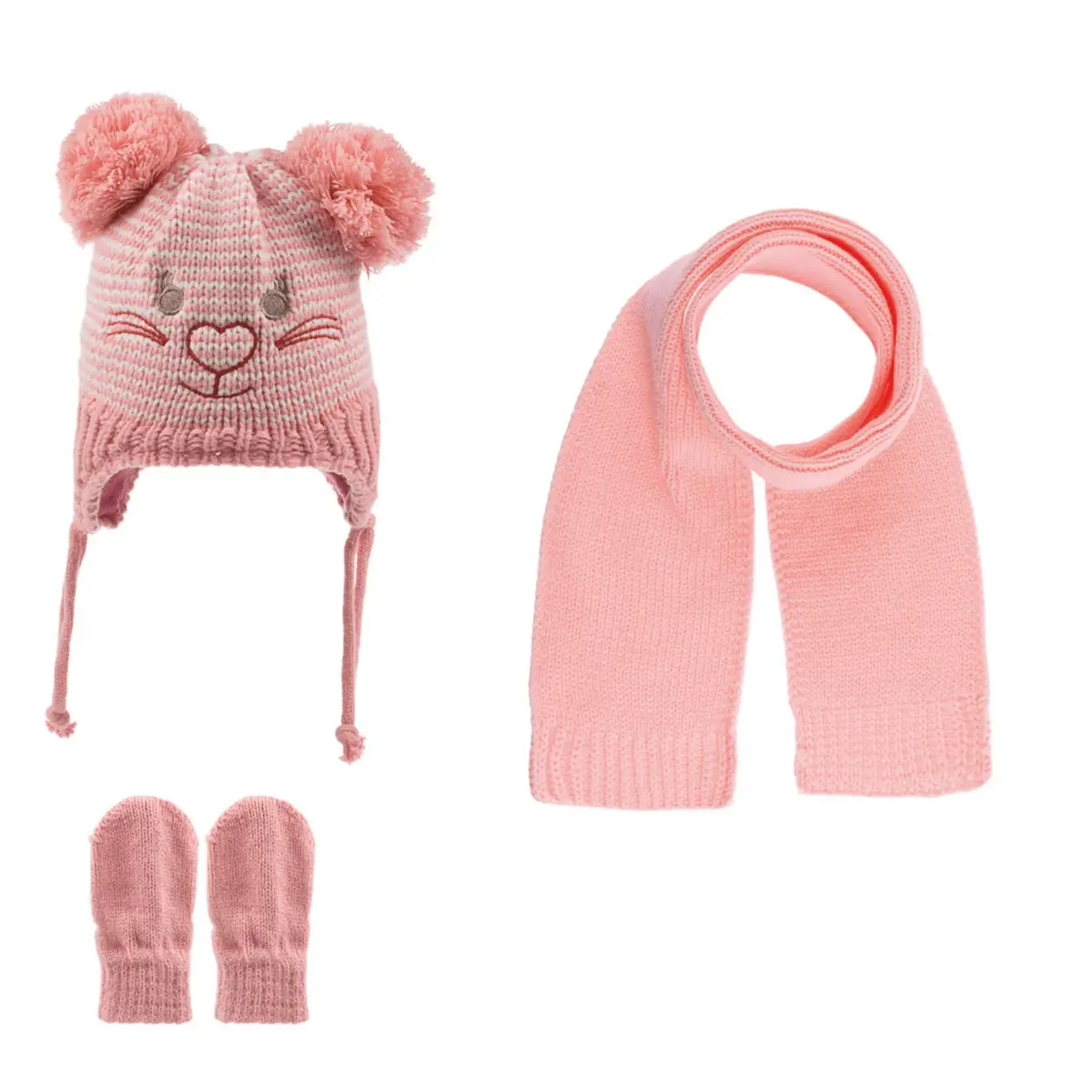 Kitti Atkı Bere Eldiven Takım Gül Pembe Kitti Atkı Bere Eldiven Takım Gül Pembe