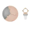 OiOi Puzzle Vakumlu Mama Tabağı + Püre Meyve Ve Sebze Alıştırıcı Bubble Beige - Powder Grey