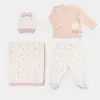 Bibaby Organik Zıbın Takımı Battaniyeli Tüllü The Flowers Ekru - Pembe