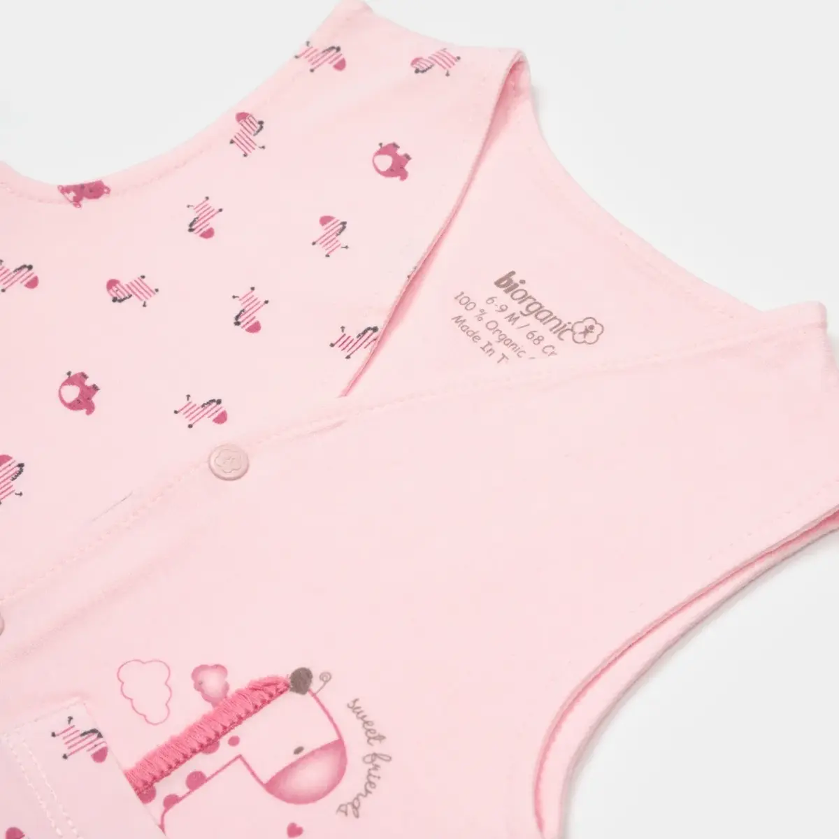 Bibaby Organik Yelek Sweet Friends Pembe