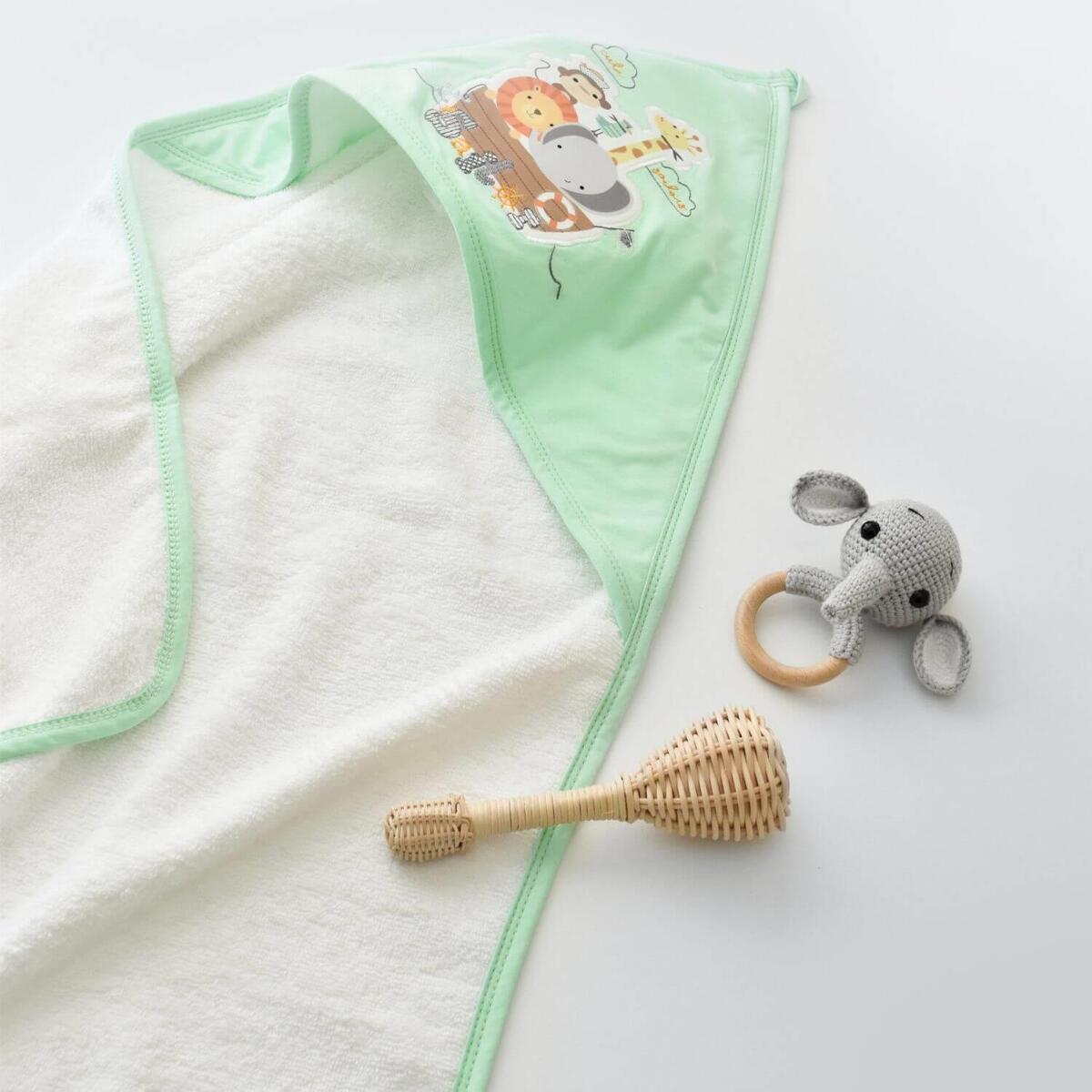 Bibaby Havlu Animals On Board Ekru - Yeşil