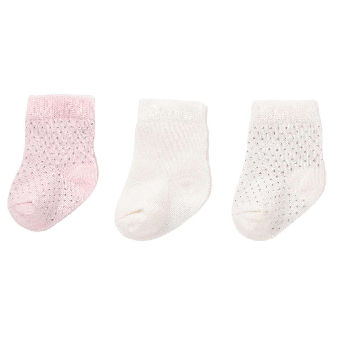 Bibaby Organik Çorap Soket 3lü Puanlı Pembe - Ekru