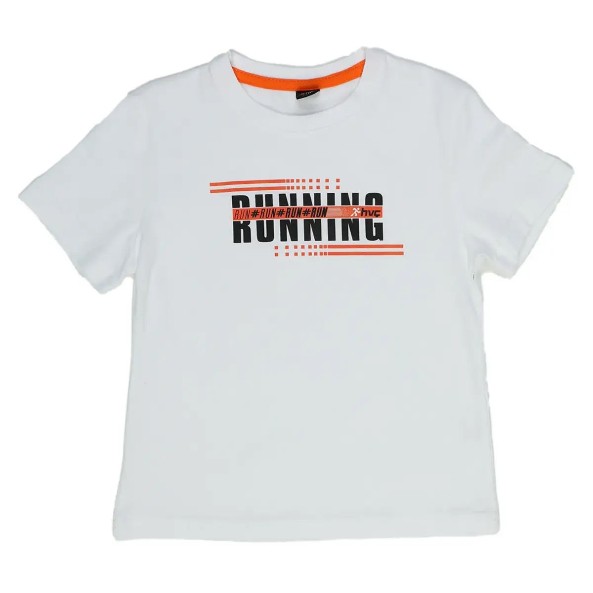 Hvc T-Shirt Run Baskılı Beyaz - Turuncu Hvc T-Shirt Run Baskılı Beyaz - Turuncu