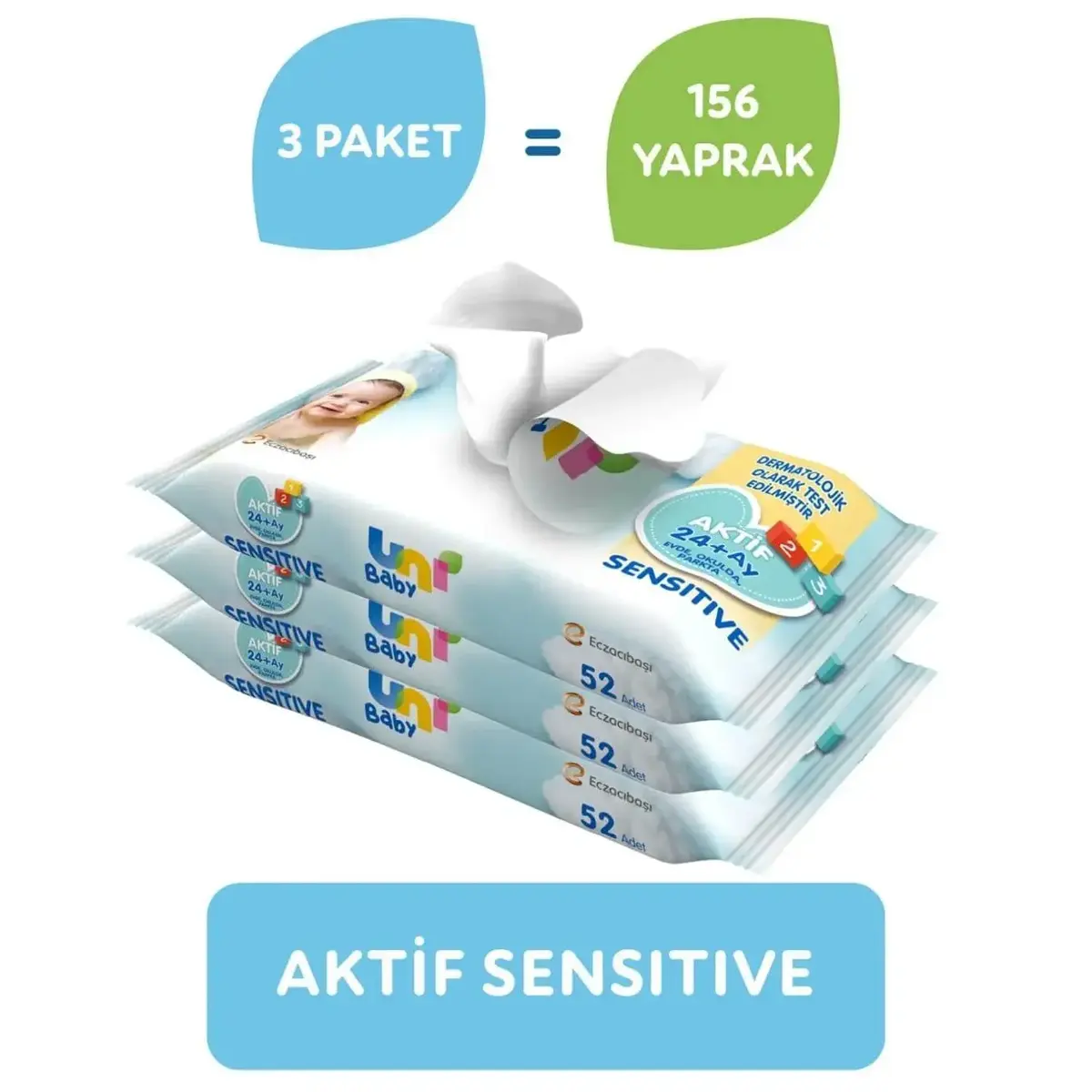 Uni Baby Aktif Sensitive Islak Havlu 3x52li