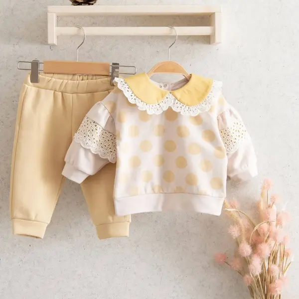 Miomini 2li Takım Bebe Yakalı Puanlı Sarı