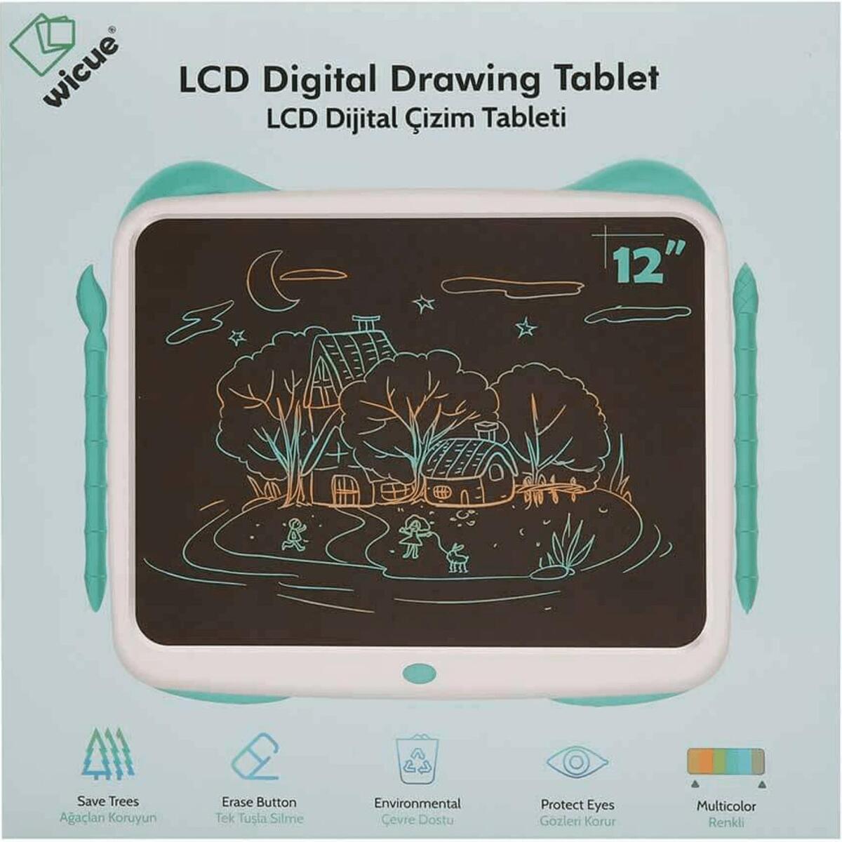 Wicue LCD Dijital Çizim Tableti Renkli 12'' Mavi