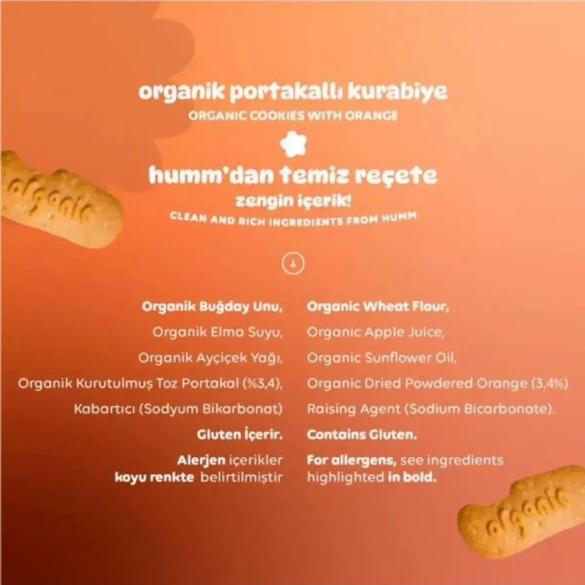 Humm Organic Vegan Portakallı Kurabiye 55 gr