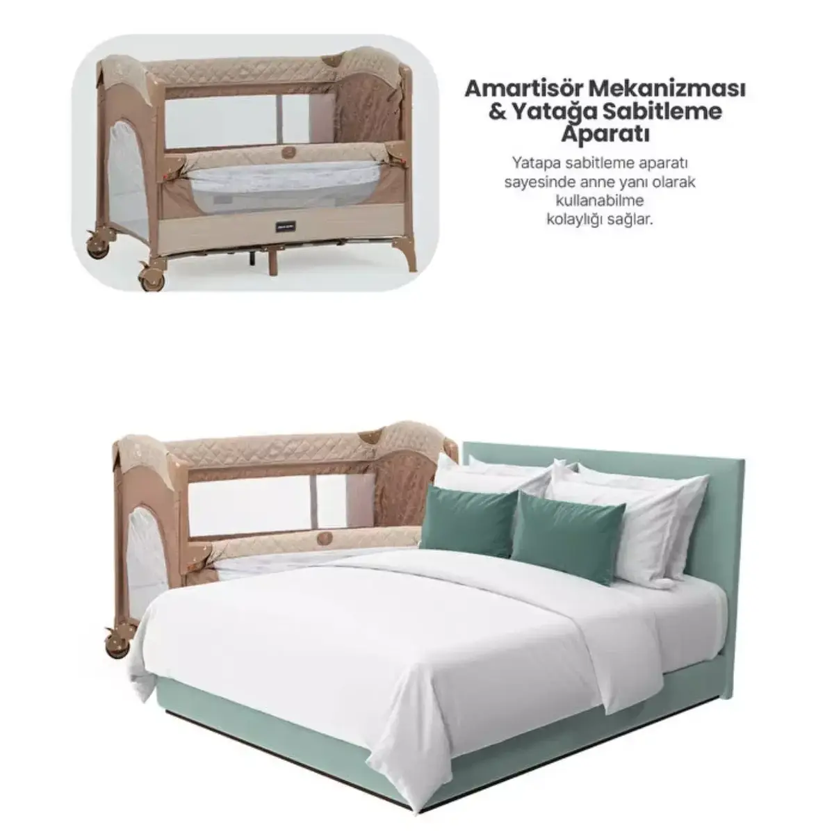 Pierre Cardin Luna Anne Yanı Oyun Parkı 60x100 cm Kahve
