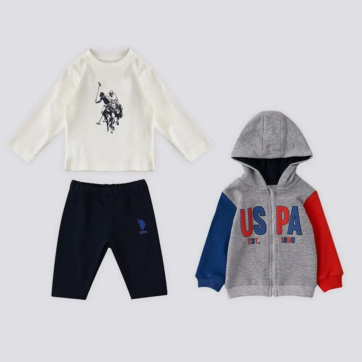 U.S. Polo 3lü Takım Gri Melanj