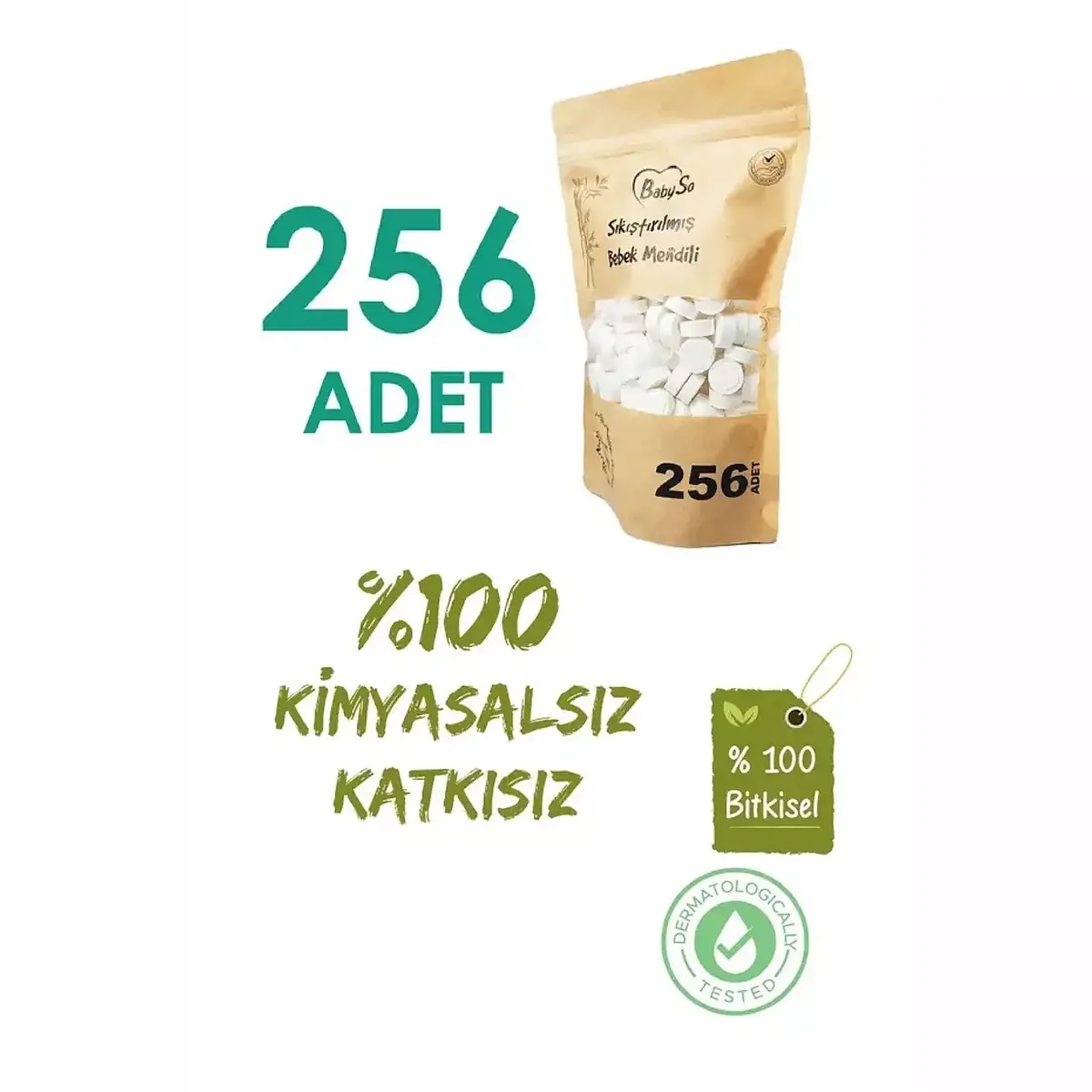 Baby So Sıkıştırılmış Mendil Doypack Paket 256 lı