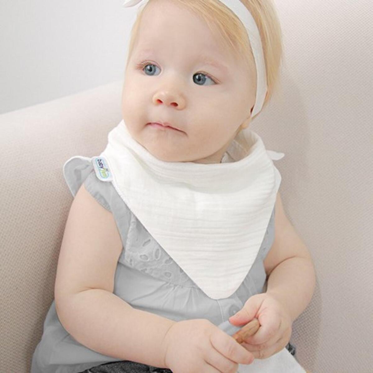 Babyjem Ahşap Diş Kaşıyıcılı Bürümcük Müslin Önlük Ekru