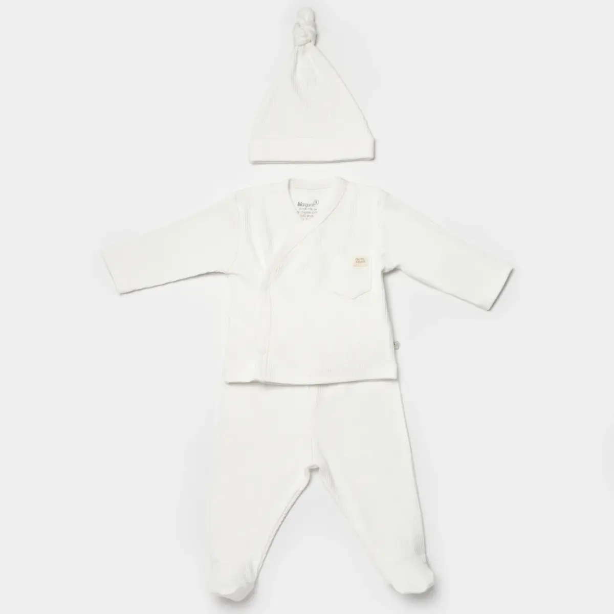 Bibaby Organik Zıbın Takımı 3lü Modal Nature Relax Baby Ecru
