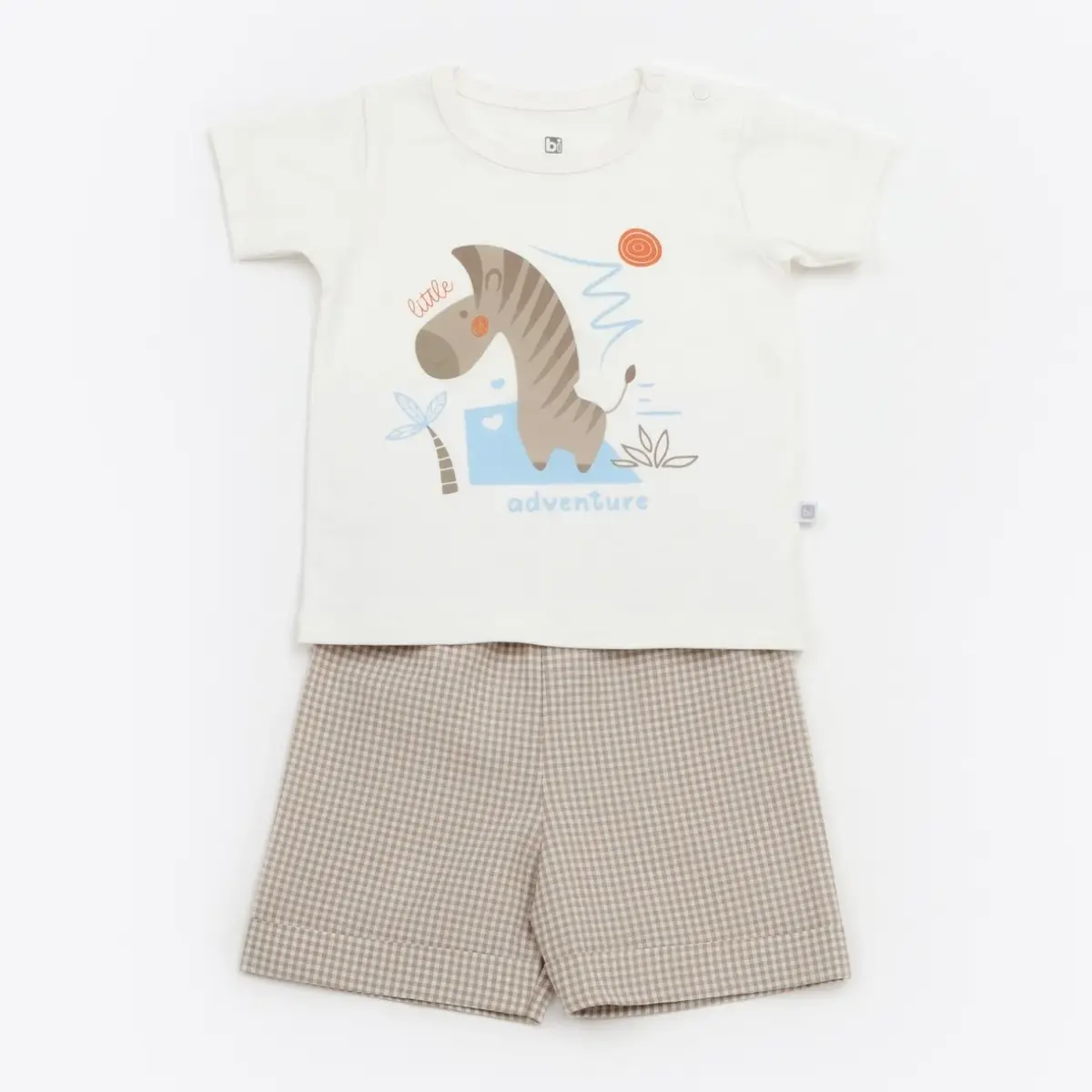 Bibaby 2li Takım Şortlu Adventure Zebra Ekru