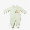 Bibaby Organik Tulum Tiny Birds Ekru - Yeşil