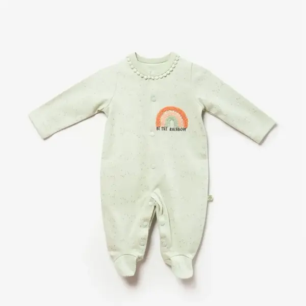 Bibaby Organik Tulum Tiny Birds Ekru - Yeşil