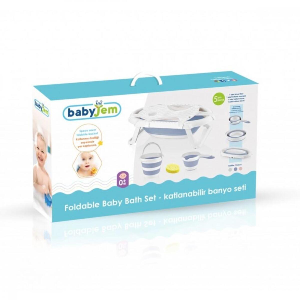 Babyjem Katlanabilen Bebek Banyo Seti 5li Mavi