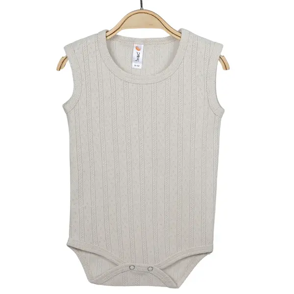 Hvc Atlet Body Jakarlı Çizgili Bej