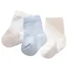 Bibaby Organik Çorap Soket 3lü Puanlı Mavi - Ekru