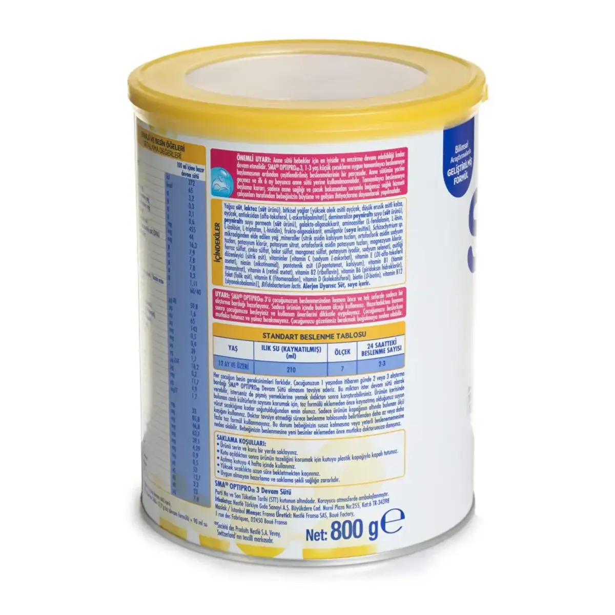 Sma OptiPro Probiyotik 3 Devam Sütü 800 gr 1-3 Yaş*3