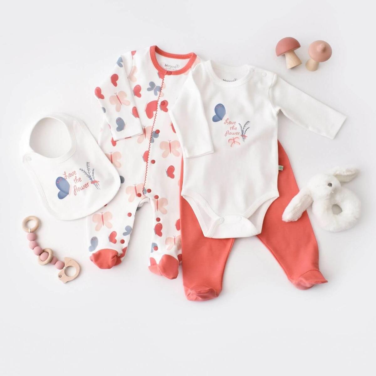 Bibaby Organik Tulum Takımı Tüllü Wild Flowers Coral Bibaby Organik Tulum Takımı Tüllü Wild Flowers Coral