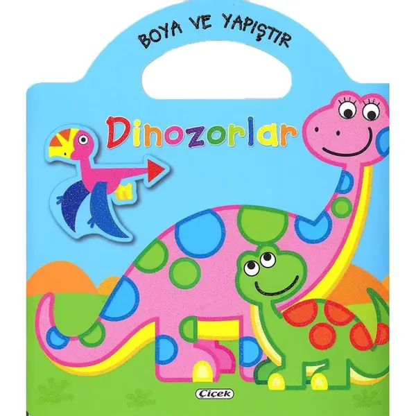 Çiçek Boya Ve Yapıştır Dinozorlar Mavi