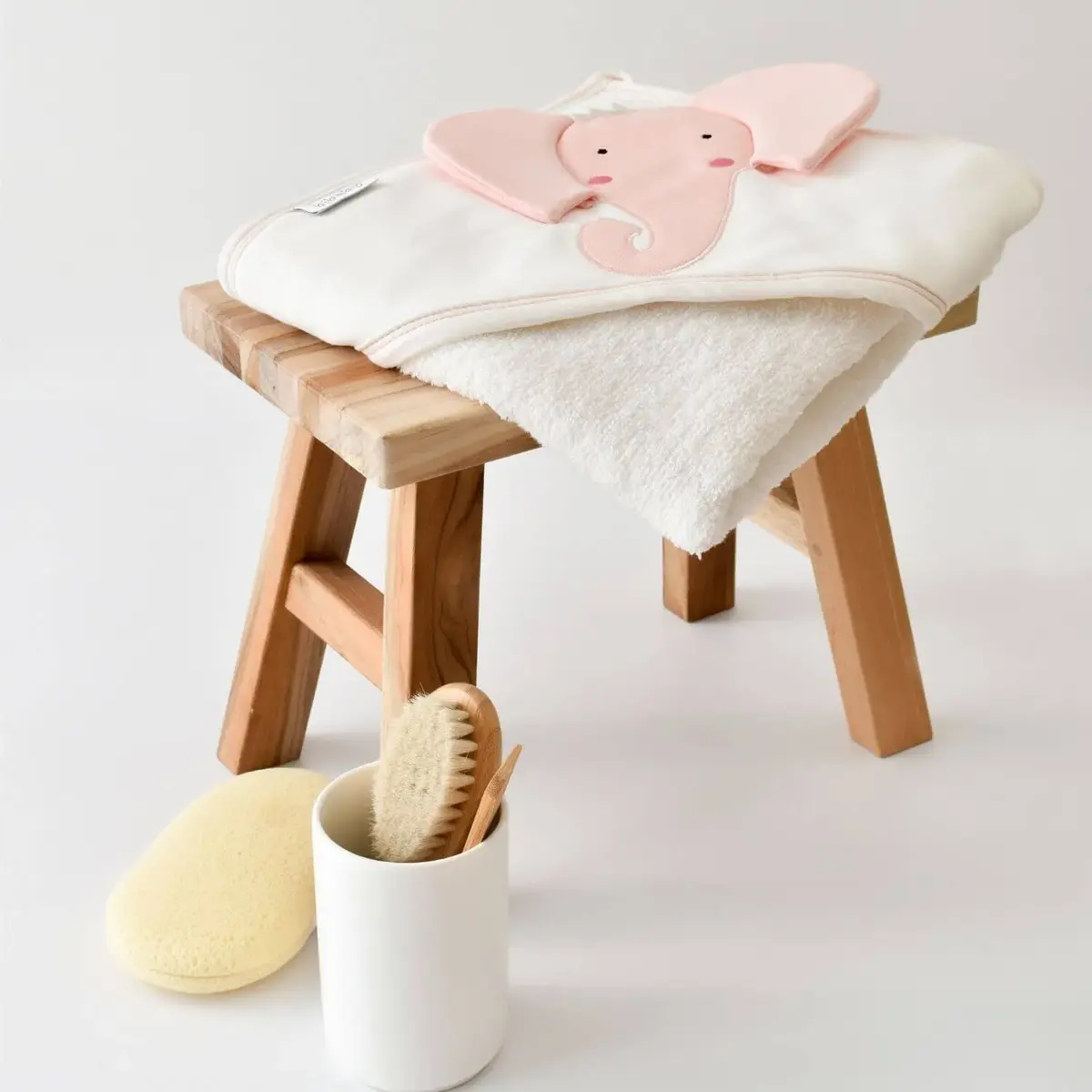 Bibaby Havlu Princess Elephant Ekru - Pembe