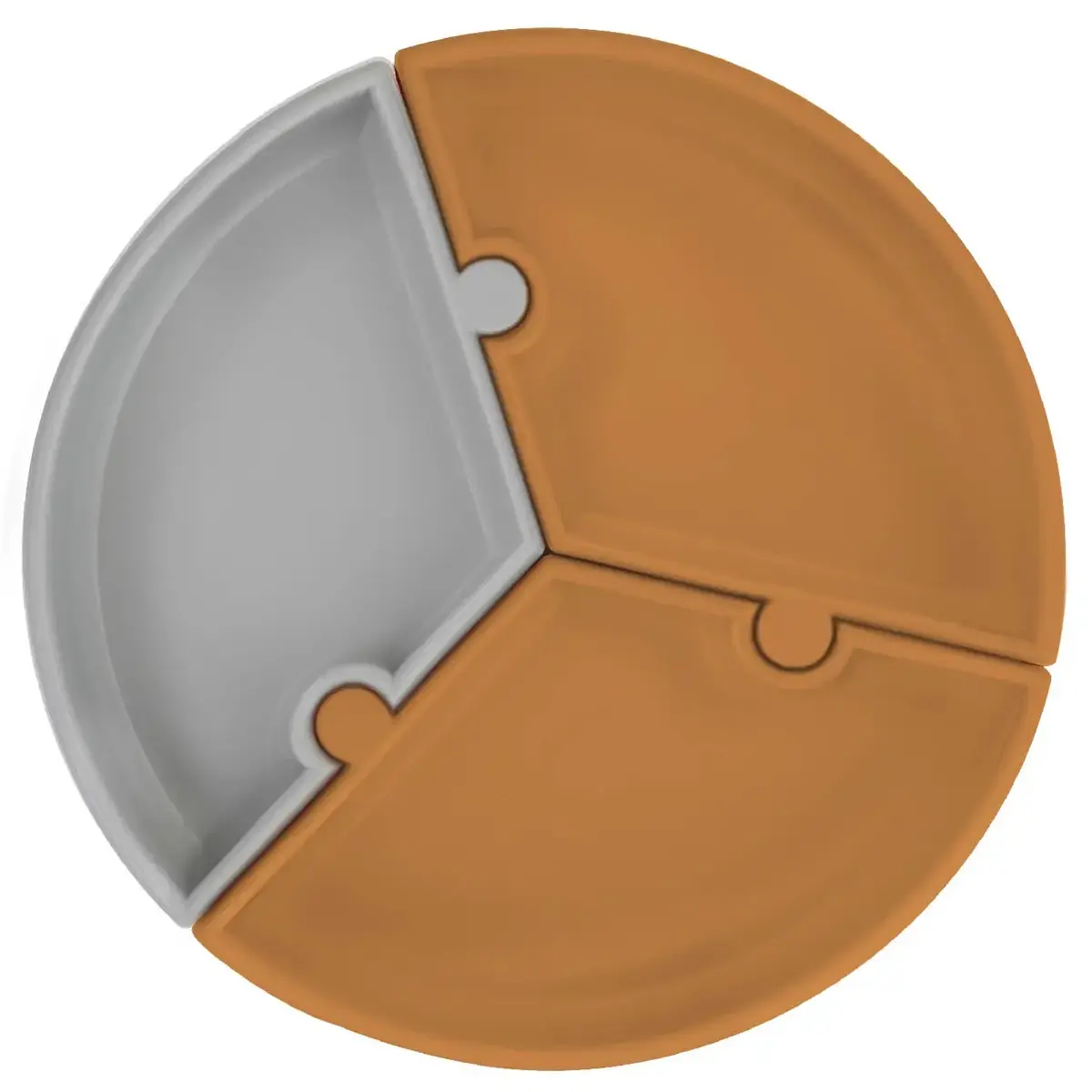 OiOi Puzzle Vakumlu Mama Tabağı Woody Brown - Powder Grey