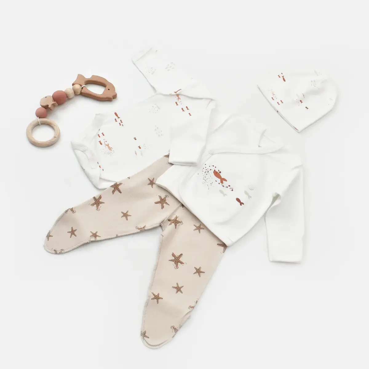 Bibaby Organik Zıbın Takımı Magic Starfish Prematüre Latte