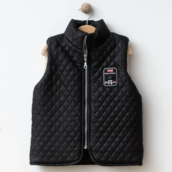 Bebolly Yelek Baklava Desenli Siyah