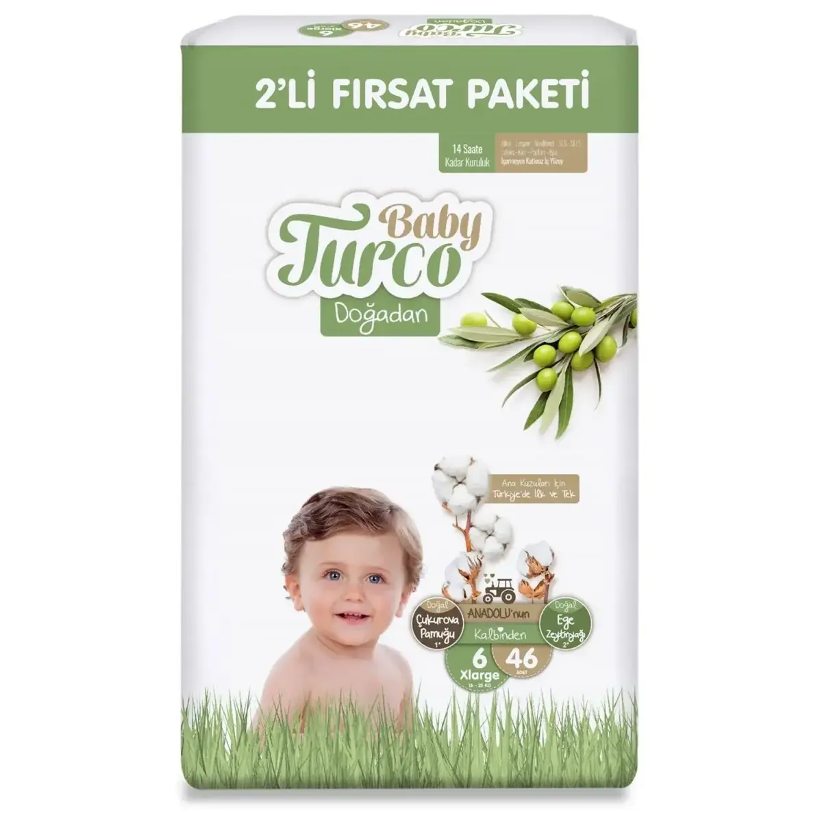 Baby Turco Doğadan Bebek Bezi 6 Beden XLarge 46lı Fırsat Paketi