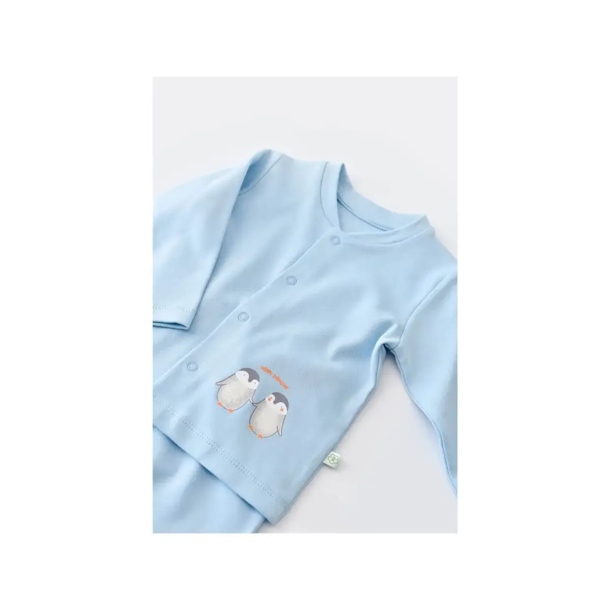 Bibaby Organik Pijama Takımı Hello New Penguins Mavi