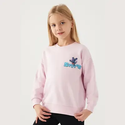 Stitch Sweatshirt Toz Pembe