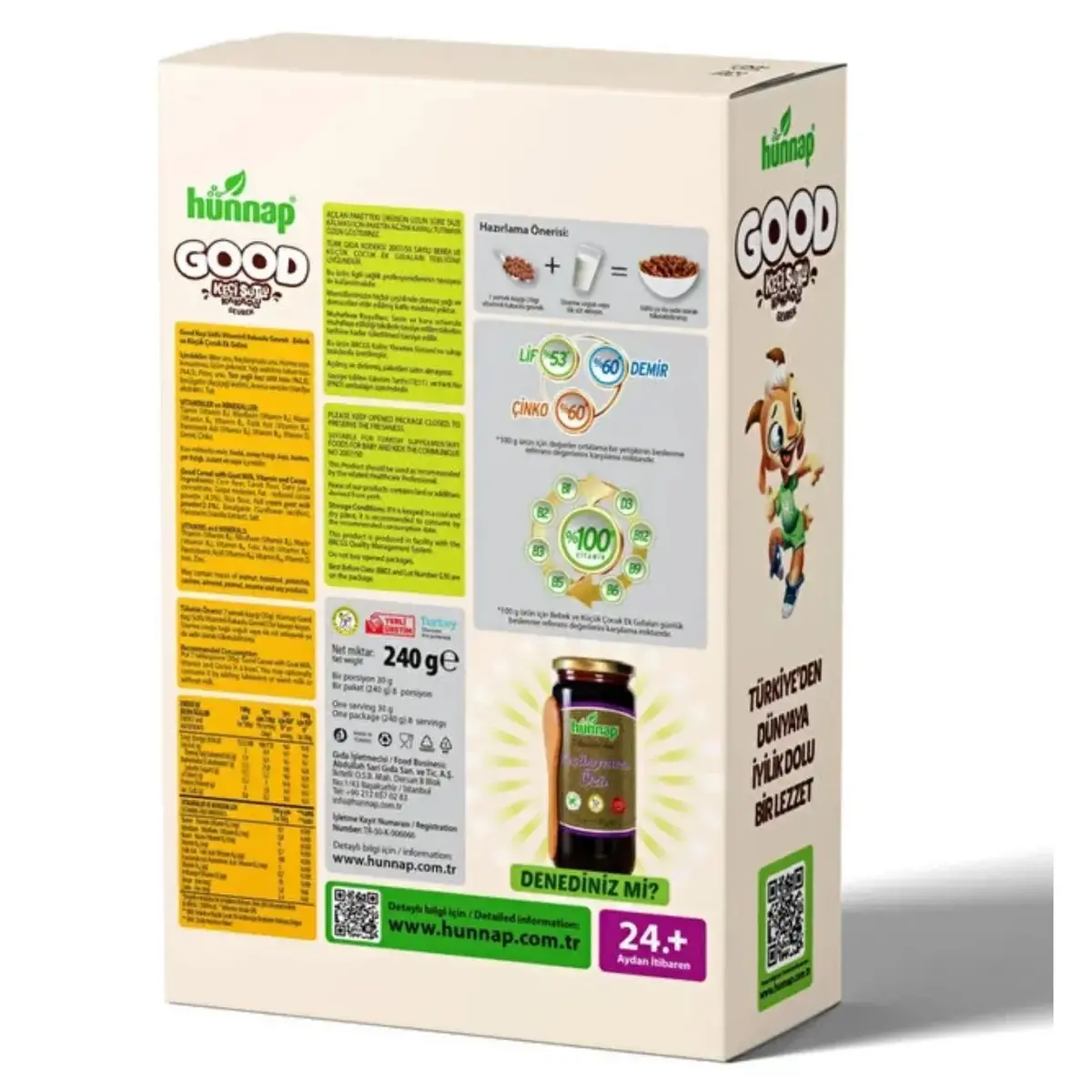 Hünnap Good Keçi Sütlü Kakaolu Gevrek (Şekersiz) 240 gr